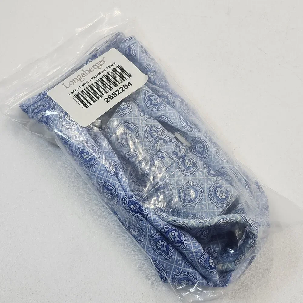 Longaberger Provincial Paisley Tall Tissue Basket + Small Bin Liners Handle Wrap
